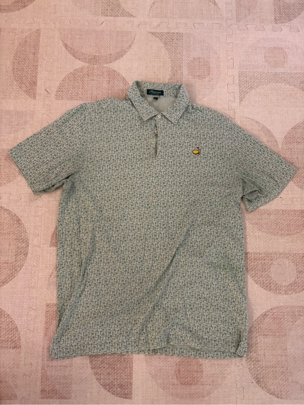 Masters Classics Green Sign Post Pattern Polo with Yellow Logo